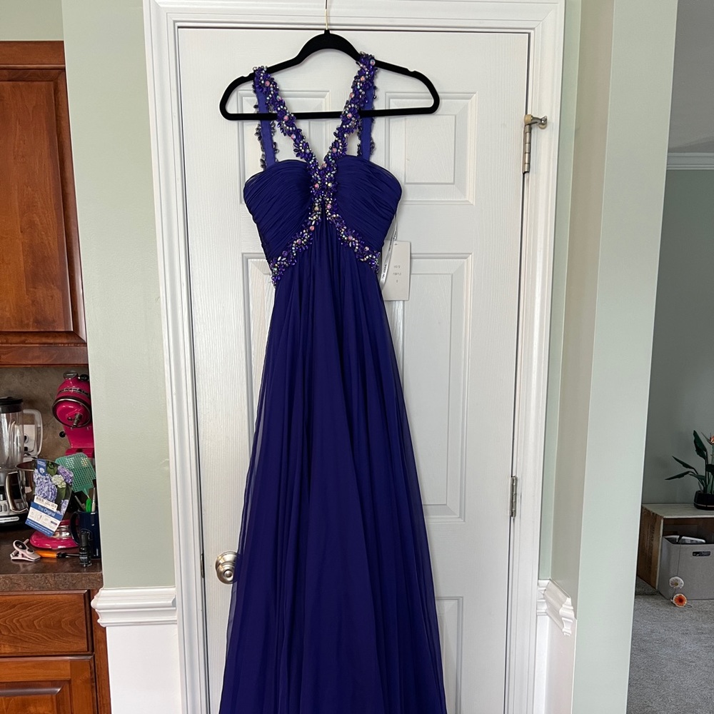 Sherri Hill Prom Dress purple blue beaded